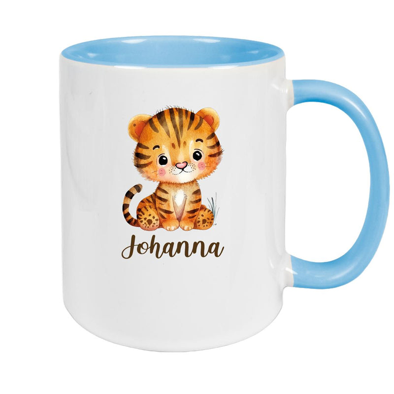 Tasse Wunschname Tiger 1 Keramik Kinderbecher versch. Farben
