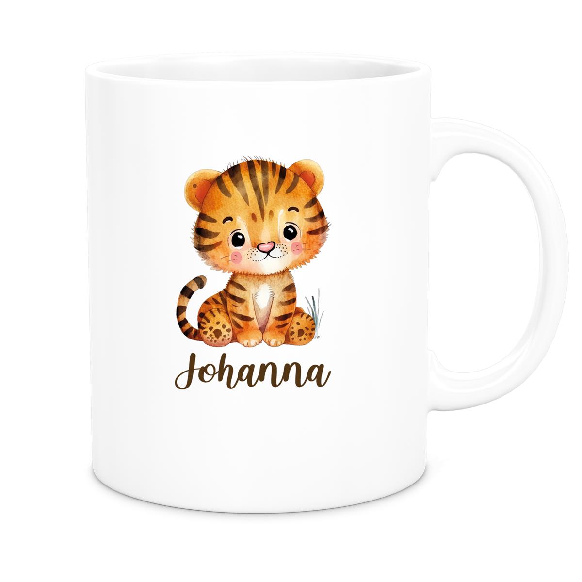 Tasse Wunschname Tiger 1 Keramik Kinderbecher versch. Farben