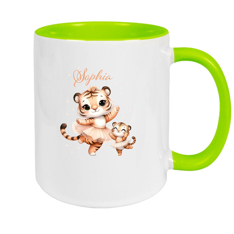 Tasse Wunschname Tiger 2 Keramik Kinderbecher versch. Farben