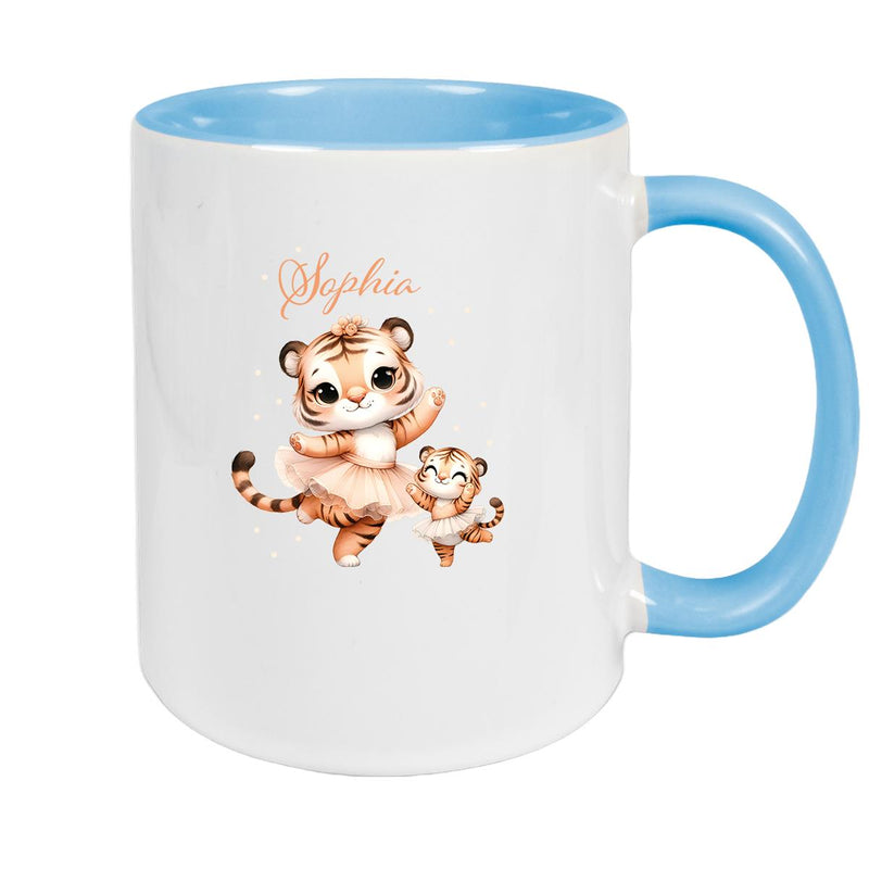 Tasse Wunschname Tiger 2 Keramik Kinderbecher versch. Farben