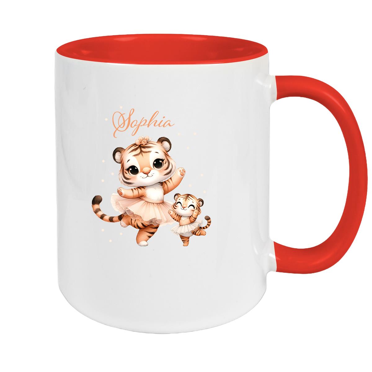 Tasse Wunschname Tiger 2 Keramik Kinderbecher versch. Farben