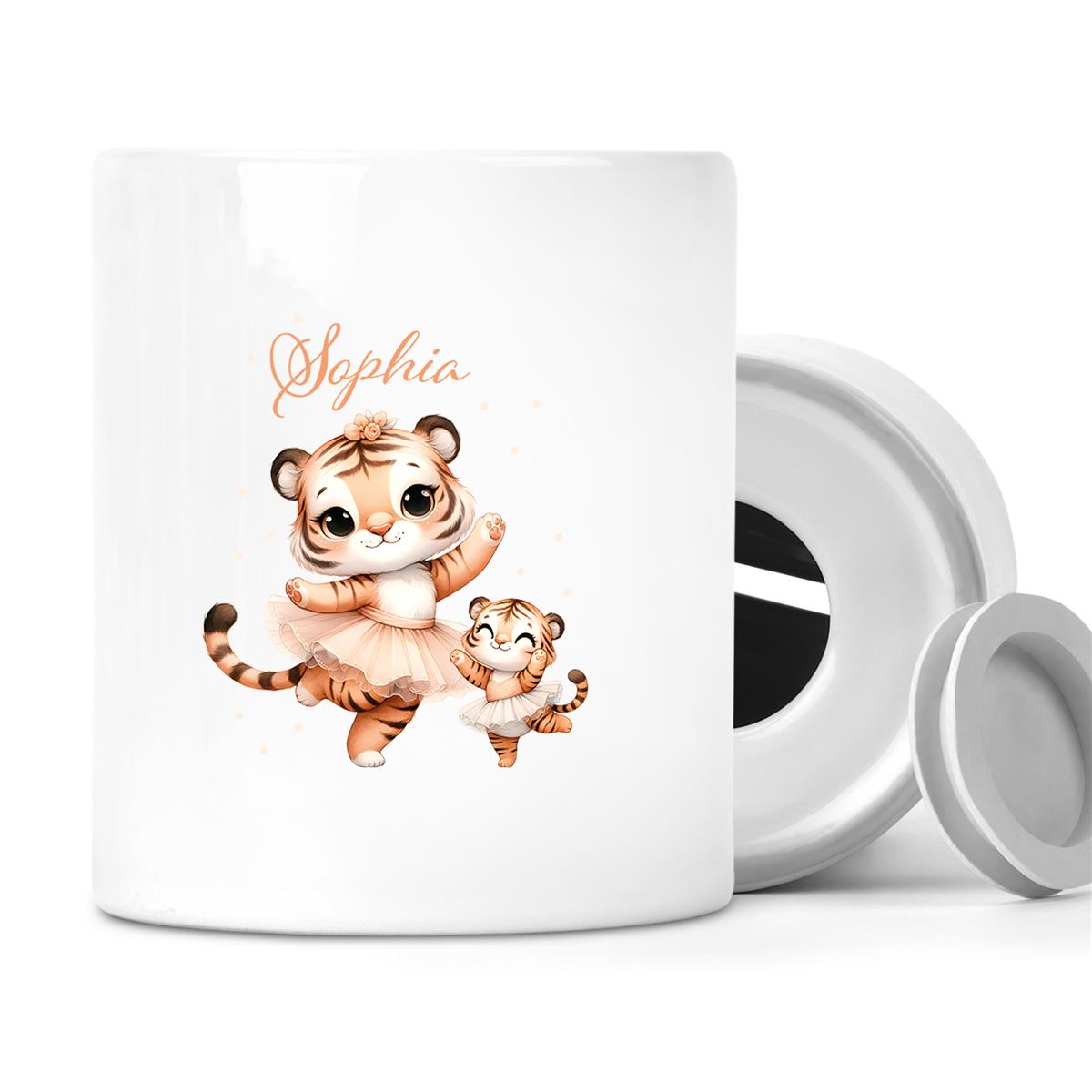 Spardose mit Wunschname Tiger 2 personalisiert