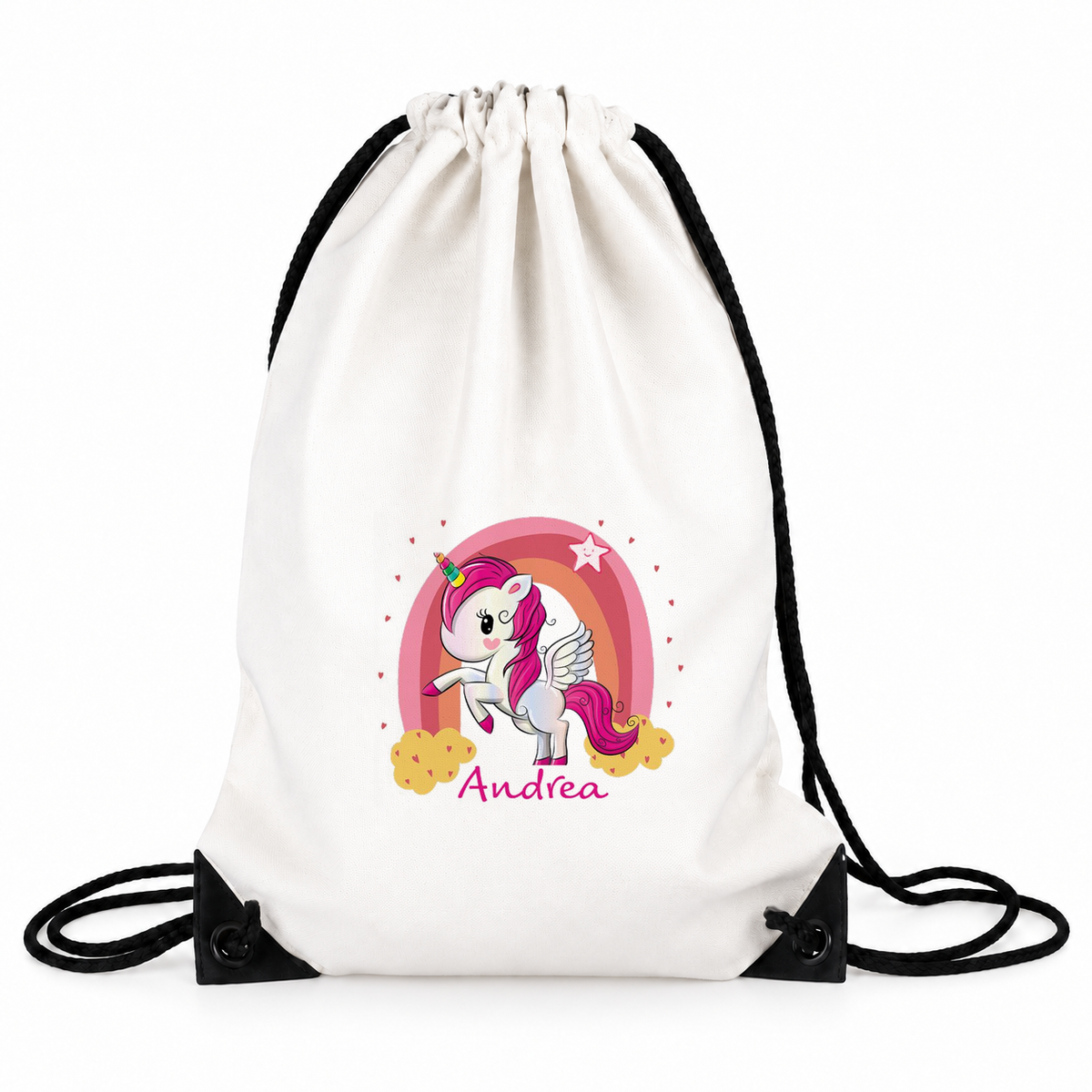 MUCKKI-PRO:4d4664d1085b53a2c2a5dba2827f8c50a52ebcea7d0d49c9ce9ab8e99f0f2b76:Turnbeutel Regenbogen-Einhorn 1 mit Wunschname personalisiert