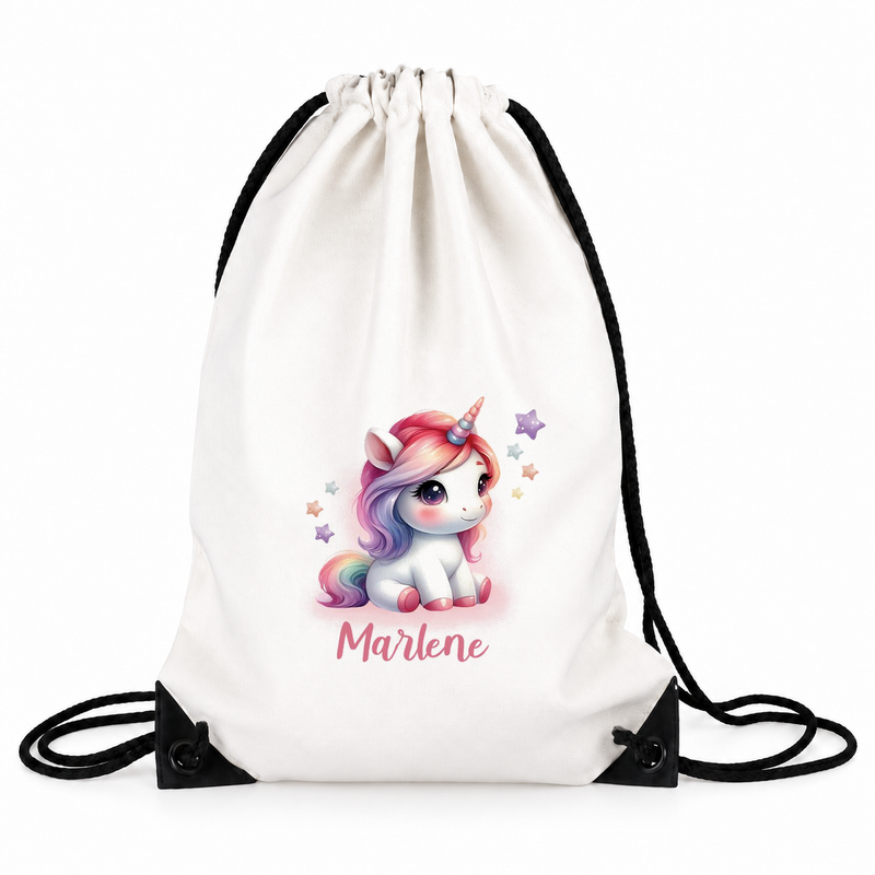Turnbeutel Einhorn 10 mit Wunschname personalisiert