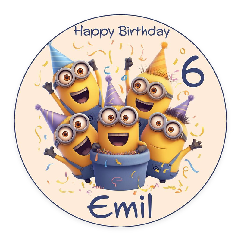 Tortenaufleger Geburtstag Minions 7 – Magische Kuchendekoration für Kindergeburtstage