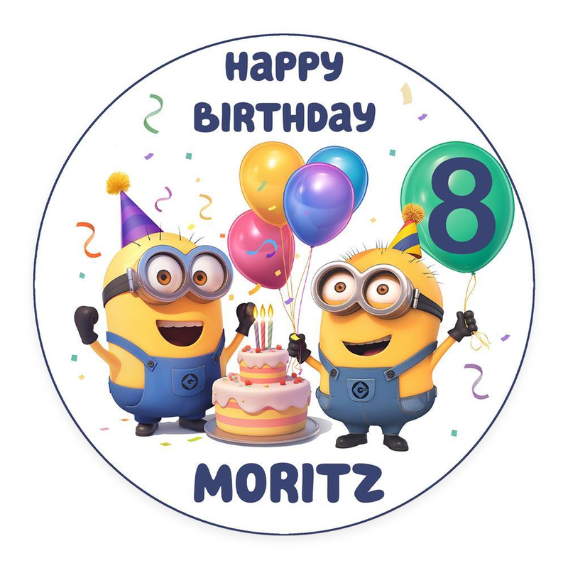 Tortenaufleger Geburtstag Minions 8 – Magische Kuchendekoration für Kindergeburtstage