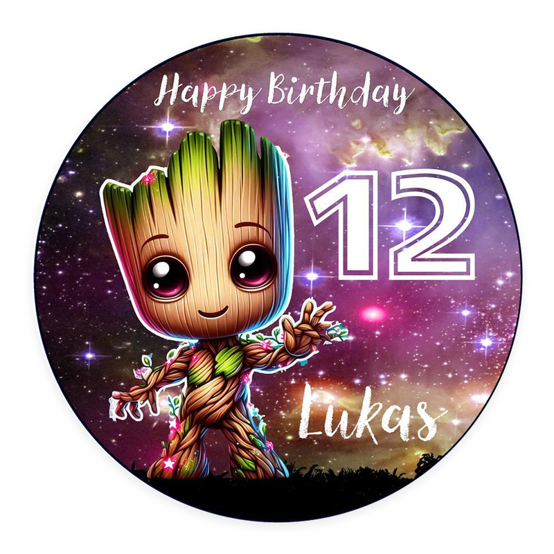 Tortenaufleger Geburtstag Baby-Groot 1 Name & Zahl (20cm)
