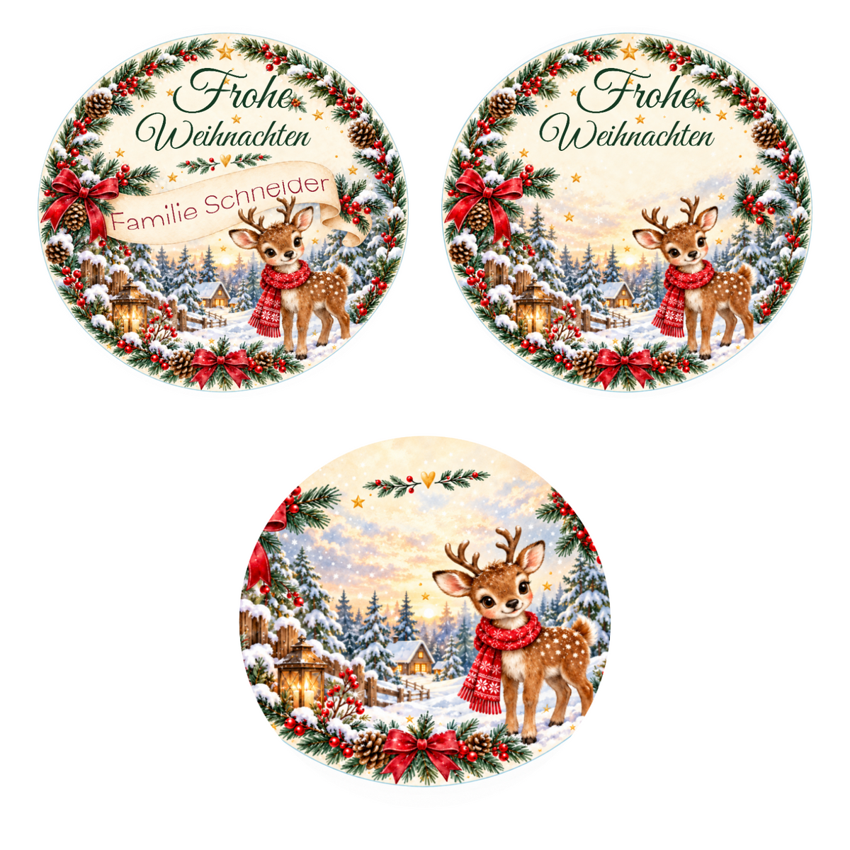 Muffinaufleger Weihnachten Rentier – personalisiert mit Familienname – 4 cm oder 6 cm