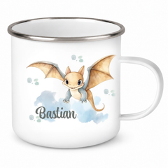 Tasse Wunschname Dino 4 Emaille Kinderbecher