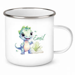 Tasse Wunschname Dino 14 Emaille Kinderbecher