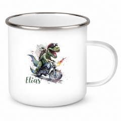 Tasse Wunschname Dino 5 Emaille Kinderbecher