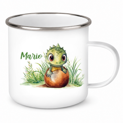 Tasse Wunschname Dino 7 Emaille Kinderbecher