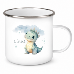Tasse Wunschname Dino 15 Emaille Kinderbecher