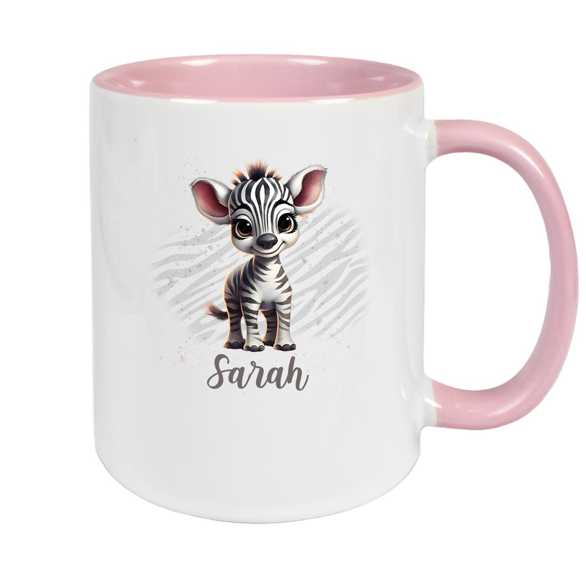 Tasse Wunschname Zebra 1 Keramik Kinderbecher versch. Farben