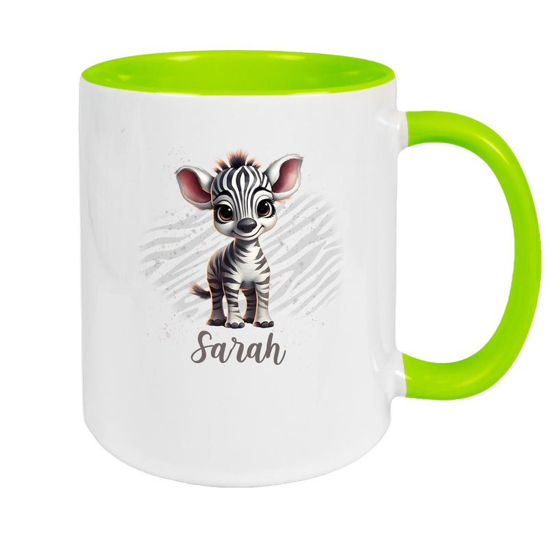 Tasse Wunschname Zebra 1 Keramik Kinderbecher versch. Farben