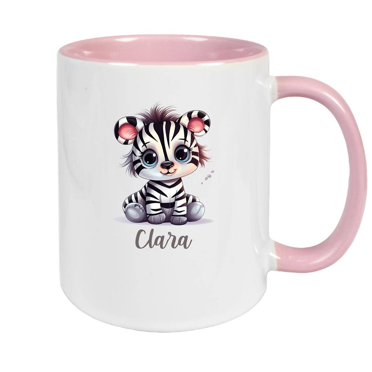 Tasse Wunschname Zebra 2 Keramik Kinderbecher versch. Farben
