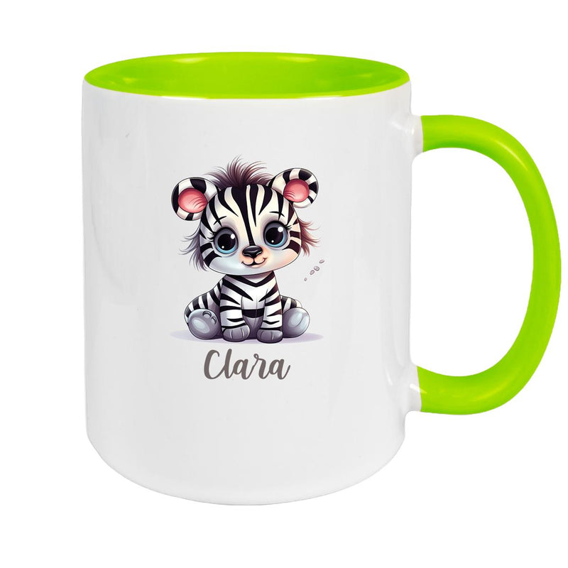 Tasse Wunschname Zebra 2 Keramik Kinderbecher versch. Farben