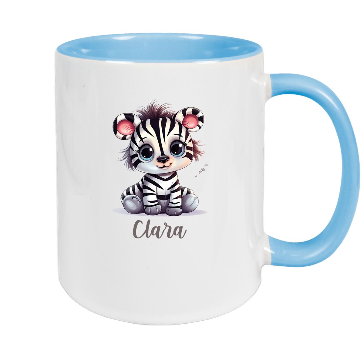 Tasse Wunschname Zebra 2 Keramik Kinderbecher versch. Farben