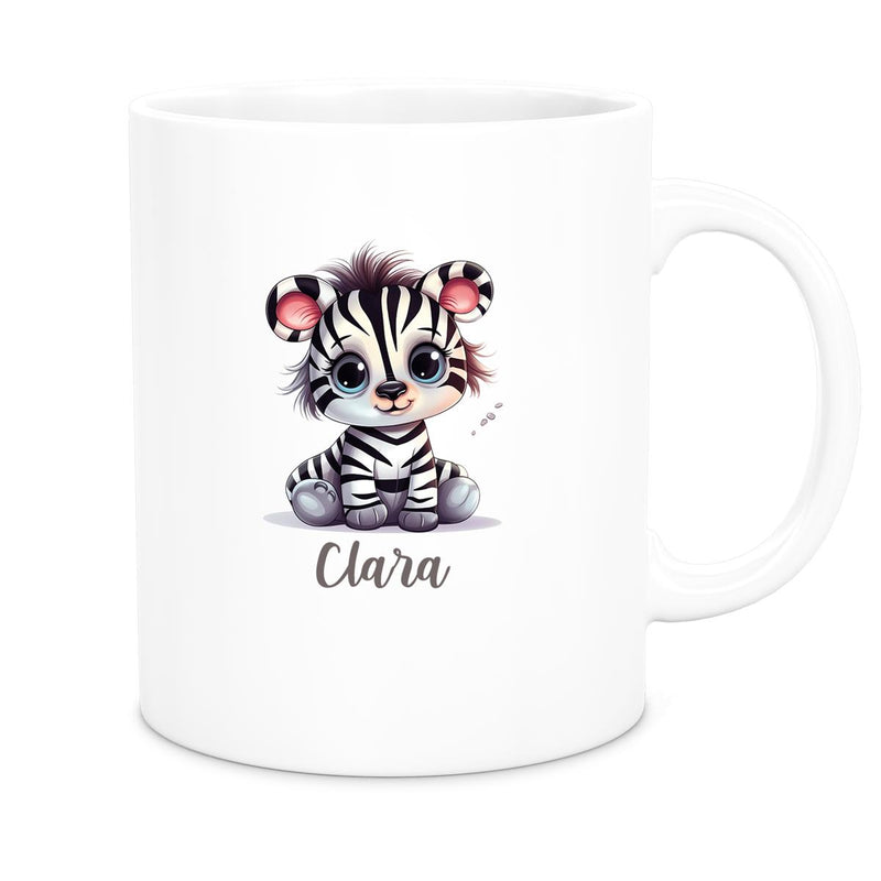 Tasse Wunschname Zebra 2 Keramik Kinderbecher versch. Farben