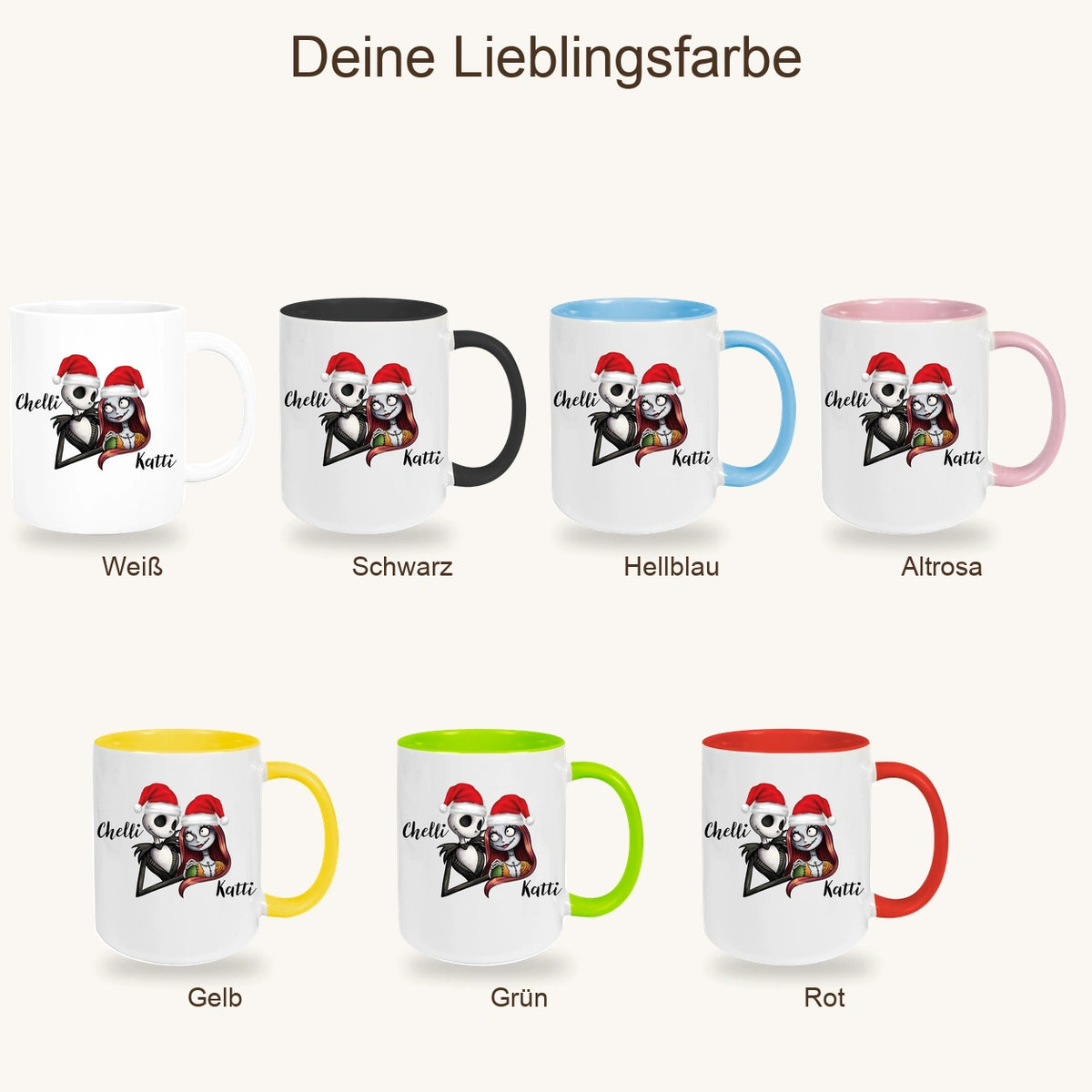 Tasse Wunschname Weihnachten Skull Nightmare before Christmas 3 Keramik versch. Farben
