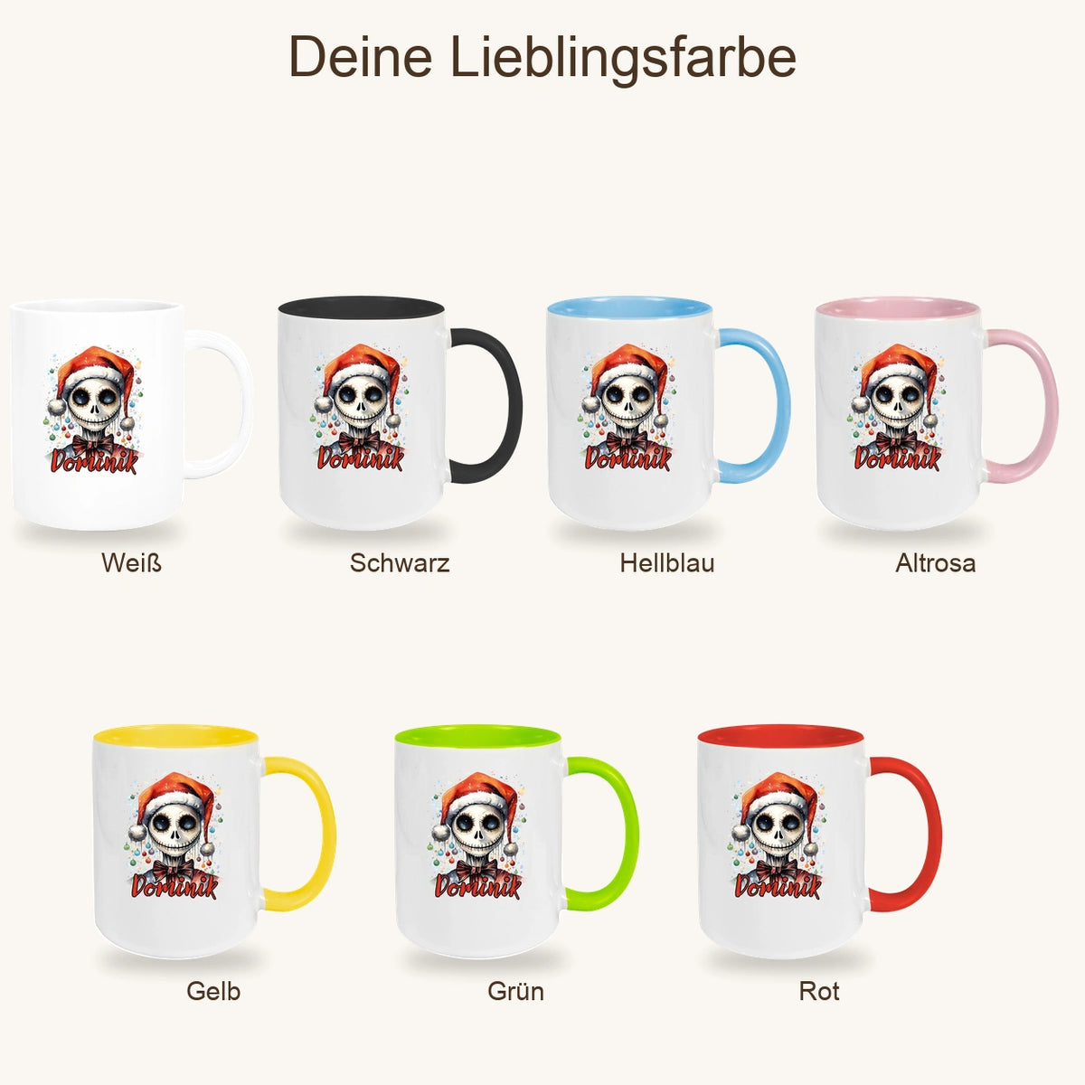 MUCKKI-PRO:de82816b0a7d0f6bbf129d434388b50c6160dd2fb37d6b3a486450249cd52282:Tasse Wunschname Weihnachten Nightmare before Christmas 6 Keramik versch. Farben