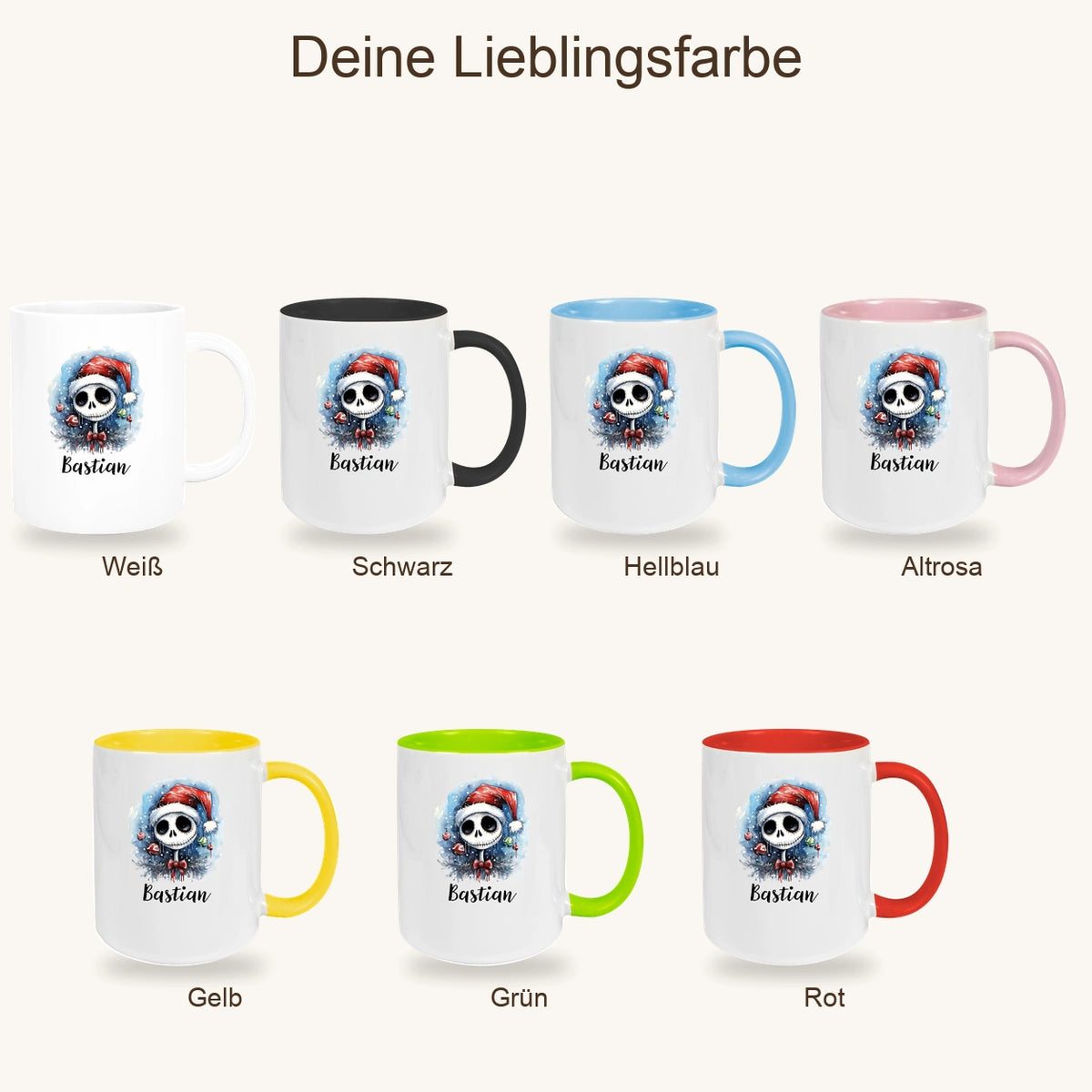 Tasse Wunschname Weihnachten Nightmare before Christmas 2 Keramik versch. Farben