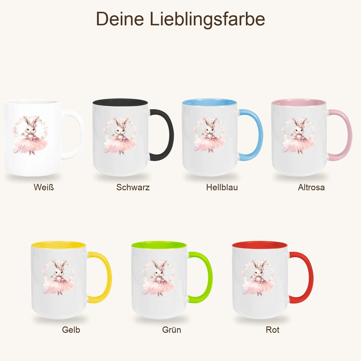 Tasse Ballerina 5 Wunschname Keramik Kinderbecher personalisiert versch. Farben