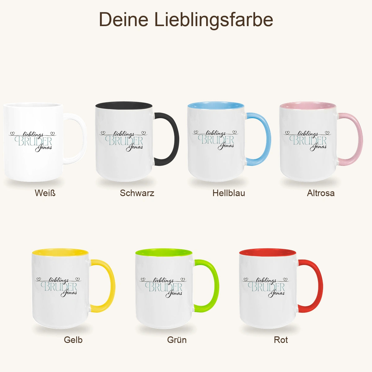 MUCKKI-PRO:d75a11def269d1149d4ca760fd0347c8d563e08386db3af8ce5d19e7a13f6fd6:Tasse Wunschname Lieblings-Bruder 1 personalisiert Keramik versch. Farben
