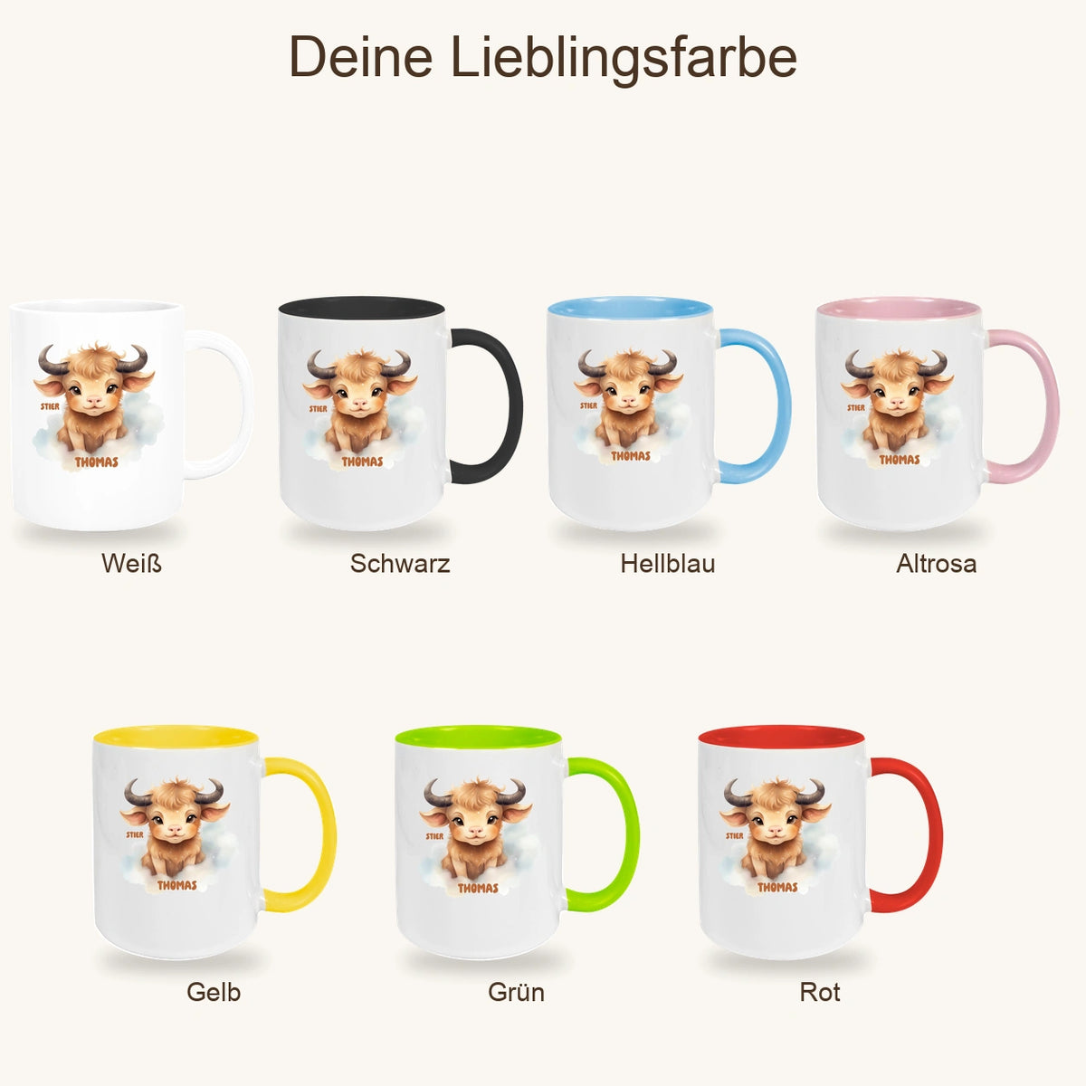 MUCKKI-PRO:499df65a7f9d0d8ea5789dad65d2e5ba294421cb0d4f2942d41ec069b80deec6:Tasse Sternzeichen Kinder Stier 1 Wunschname Keramik Kinderbecher personalisiert versch. Farben