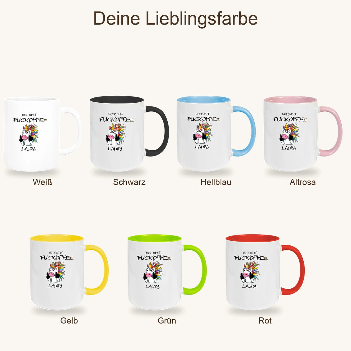 Tasse Einhorn 9 Wunschname Keramik Kinderbecher personalisiert versch. Farben