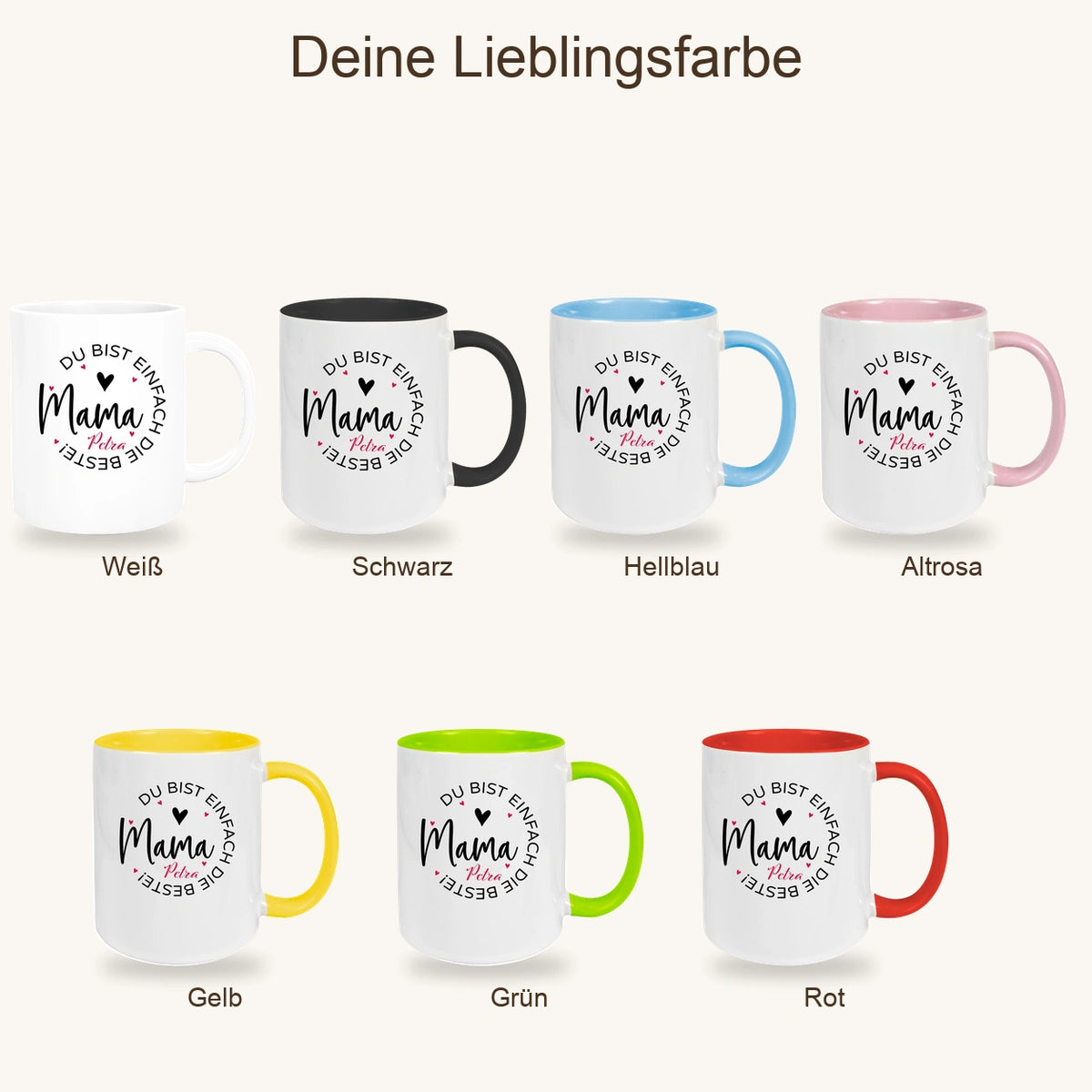 MUCKKI-PRO:1bcab2219e5736fe490a06a0bdc36fe3cf2ed08b192ee1509ac9166ce2da8c20:Tasse Muttertag 13 Wunschnamen Keramik Personalisiert versch. Farben