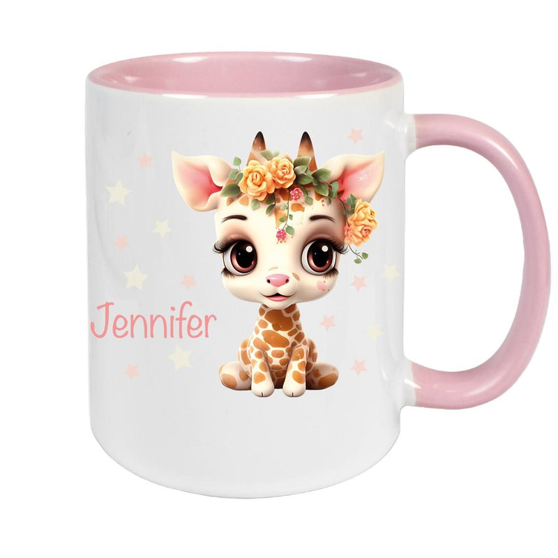 Tasse Wunschname Giraffe 1 Keramik Kinderbecher versch. Farben