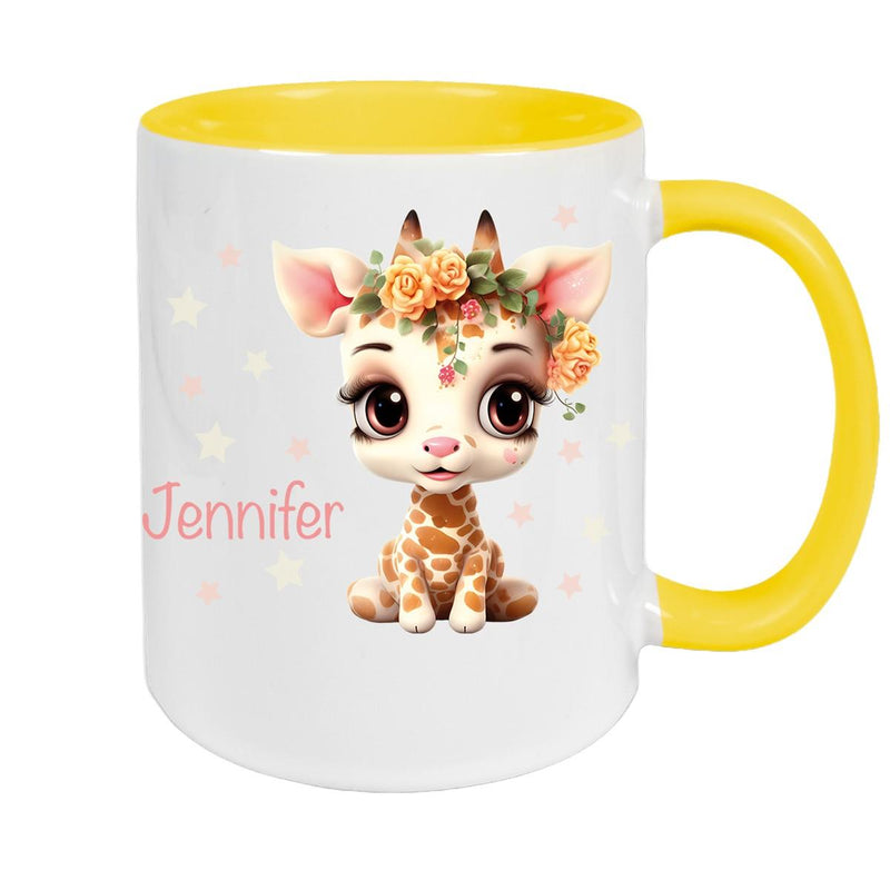 Tasse Wunschname Giraffe 1 Keramik Kinderbecher versch. Farben