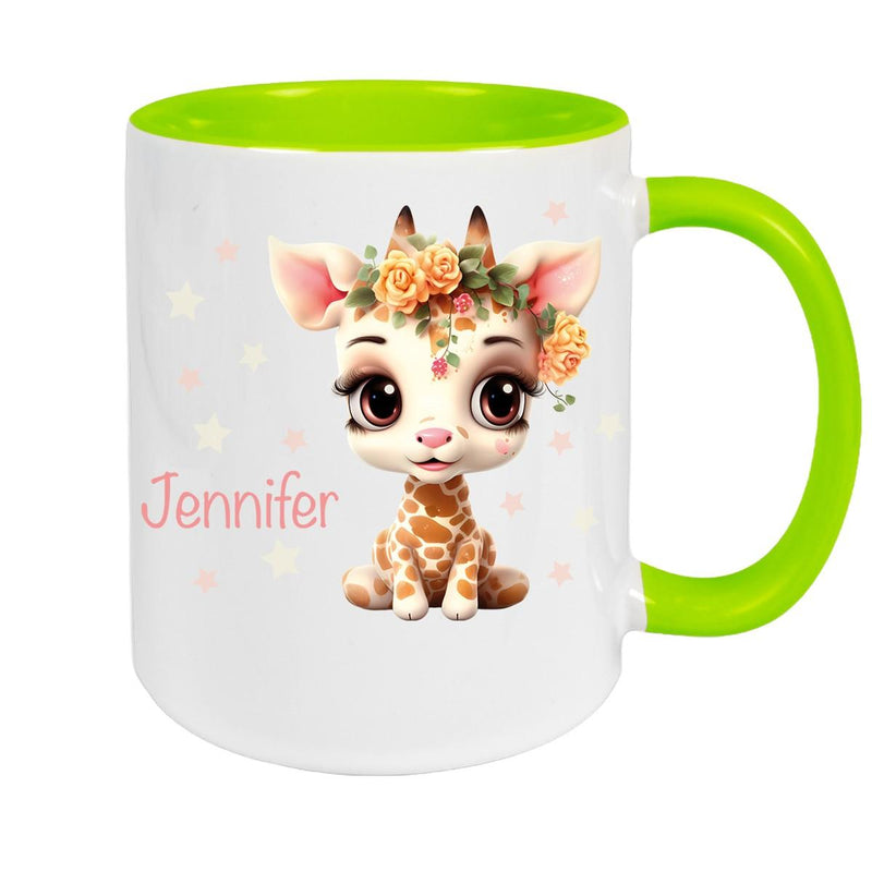 Tasse Wunschname Giraffe 1 Keramik Kinderbecher versch. Farben