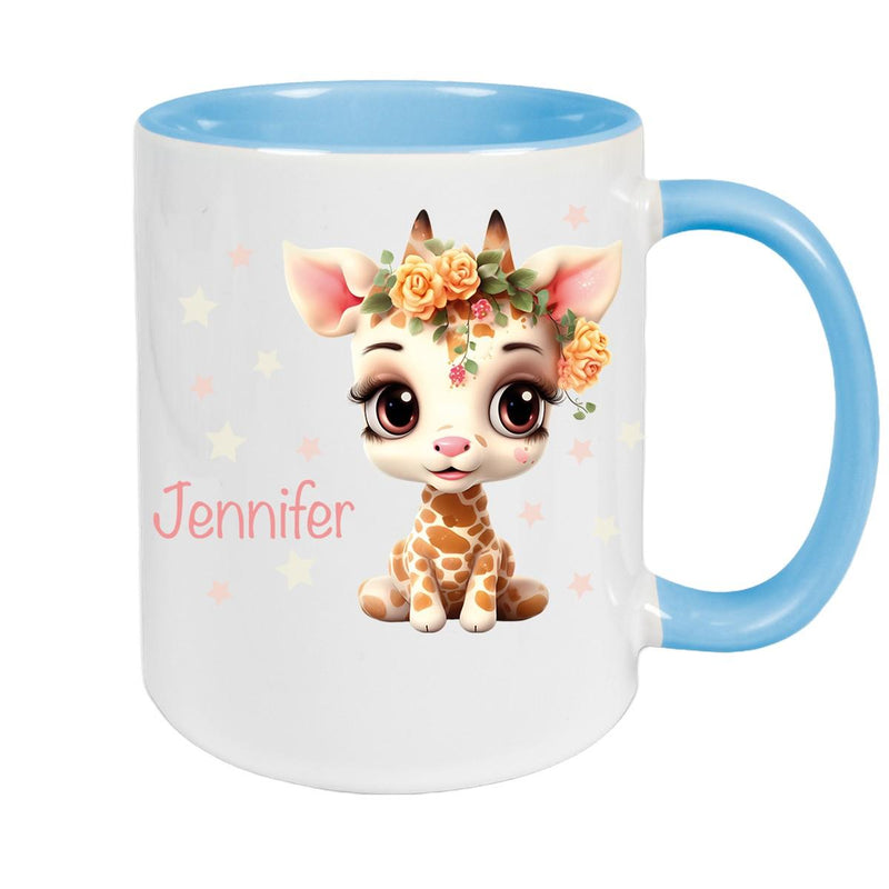 Tasse Wunschname Giraffe 1 Keramik Kinderbecher versch. Farben