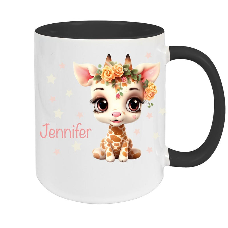 Tasse Wunschname Giraffe 1 Keramik Kinderbecher versch. Farben