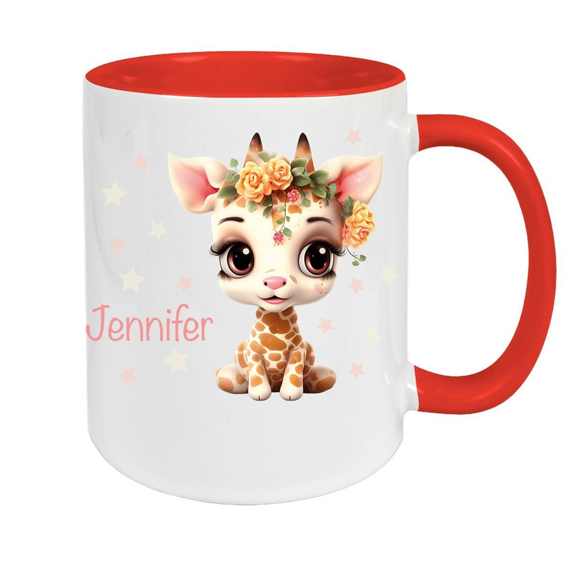 Tasse Wunschname Giraffe 1 Keramik Kinderbecher versch. Farben