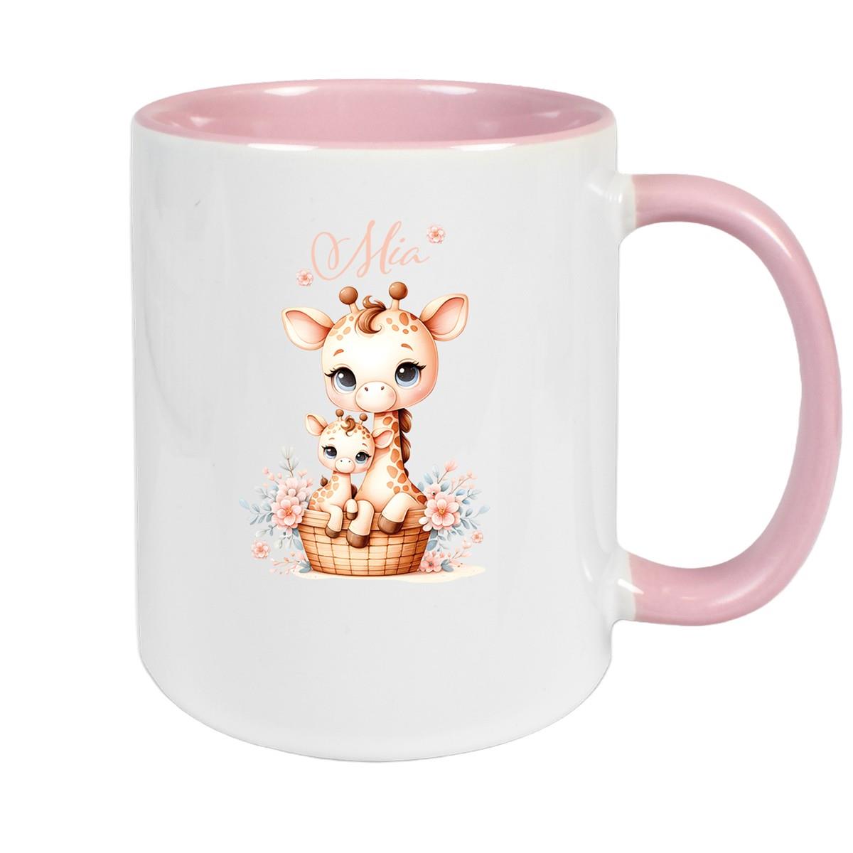 Tasse Wunschname Giraffe 2 Kinderbecher Keramik versch. Farben