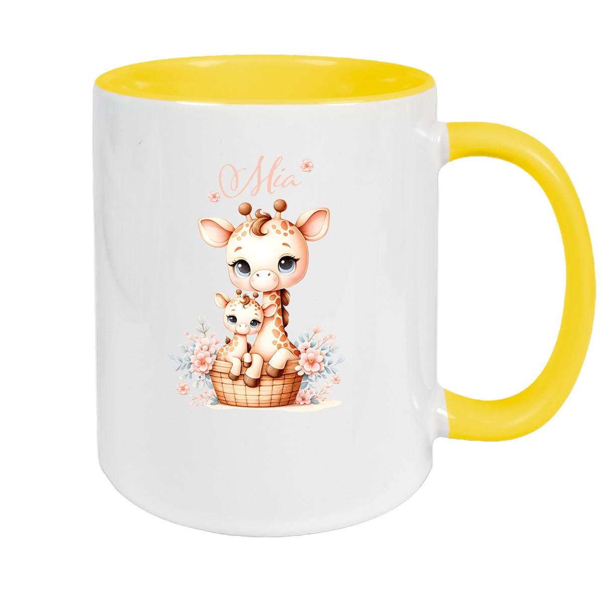 Tasse Wunschname Giraffe 2 Kinderbecher Keramik versch. Farben