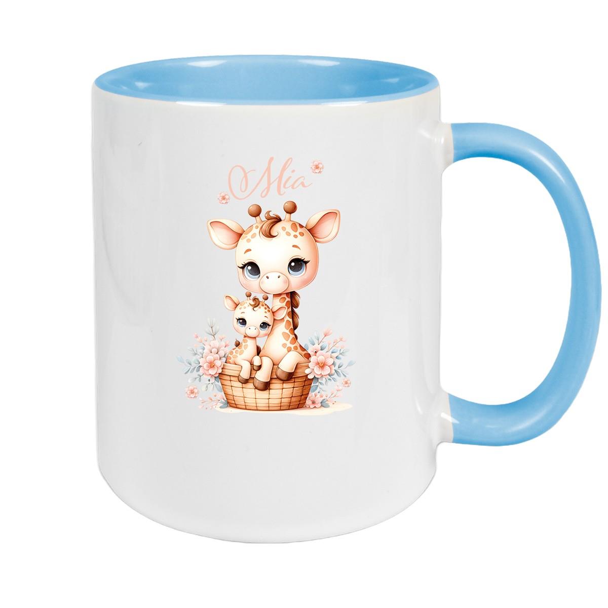 Tasse Wunschname Giraffe 2 Kinderbecher Keramik versch. Farben