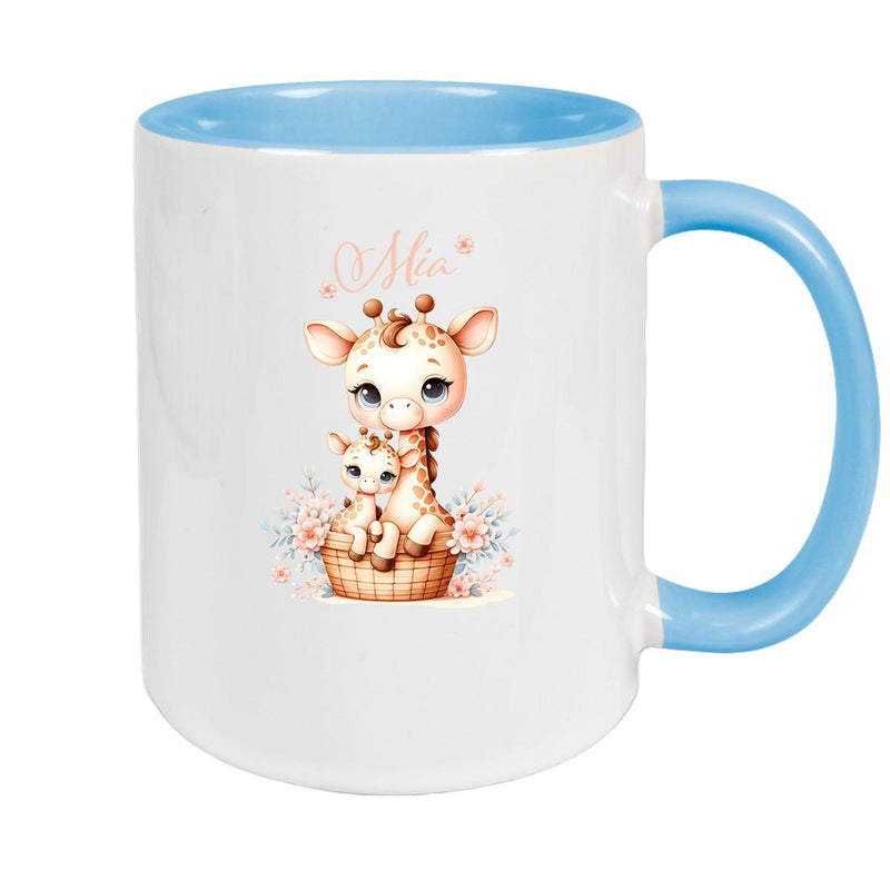 Tasse Wunschname Giraffe 2 Kinderbecher Keramik versch. Farben