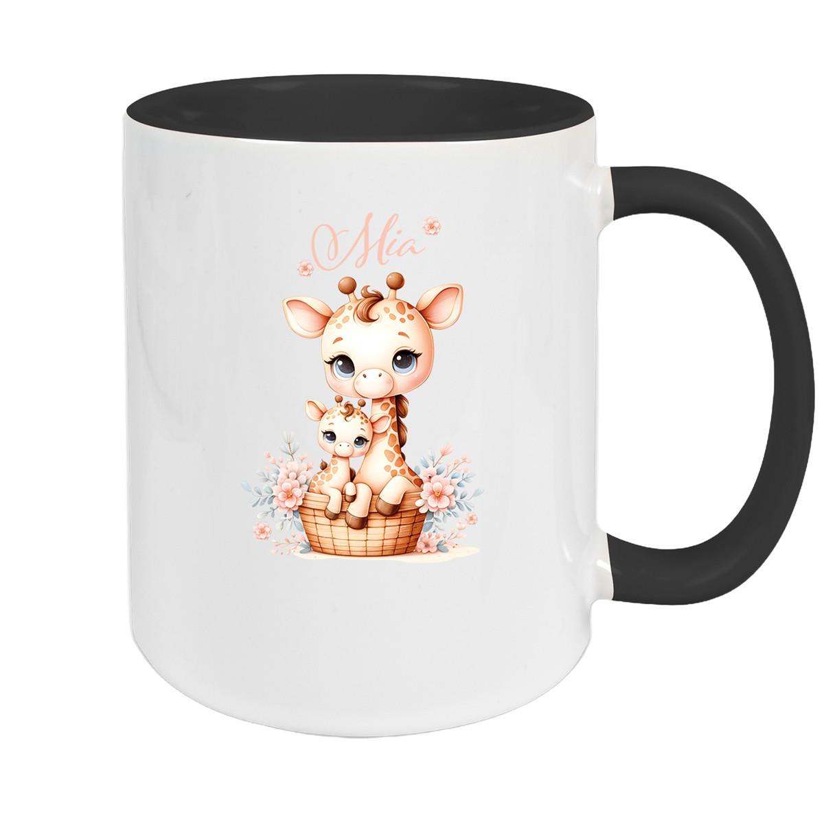 Tasse Wunschname Giraffe 2 Kinderbecher Keramik versch. Farben