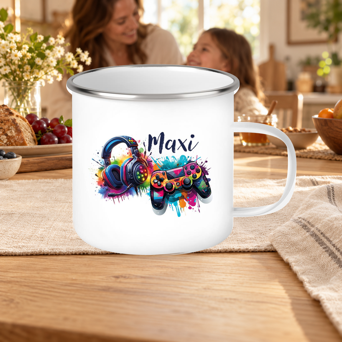 MUCKKI-PRO:8183eda75d4f96e3ce97b8203e530ba761ccfc262988509374a00c9f794ea4cb:Tasse Gamer 3 Wunschname Emaille Kinderbecher personalisiert
