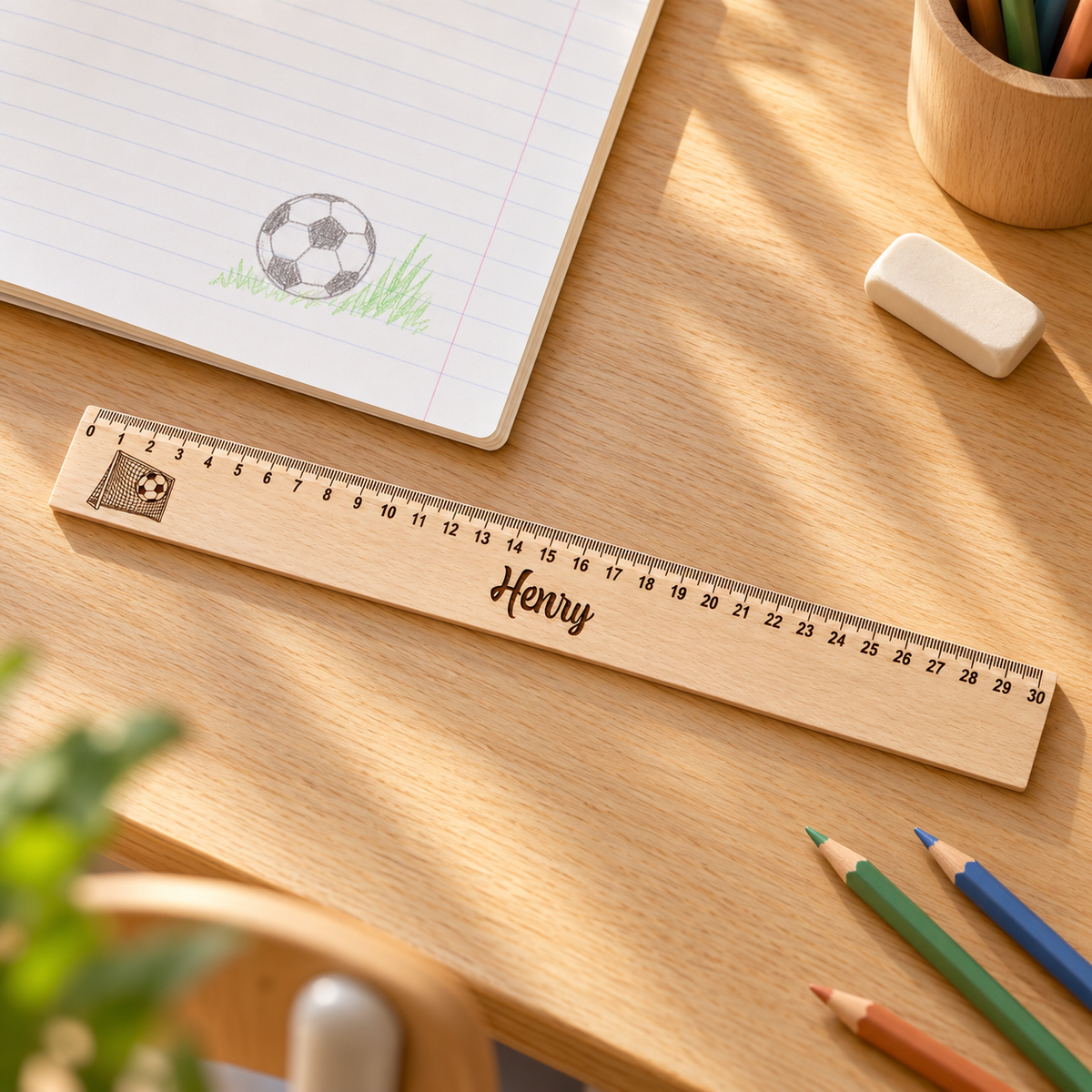 Lineal Holz personalisiert Fußball 13, 30cm