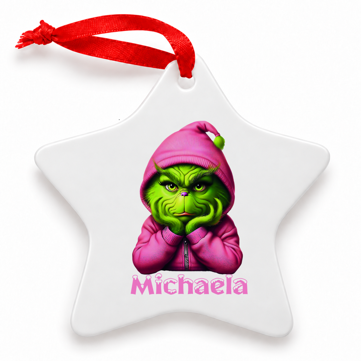MUCKKI-PRO:d89b928d314e915da8fb2b89298dc835a37b3620549058c280c20655f9407bc2:Weihnachtsanhänger personalisiert Grinch 10 mit Wunschnamen – Rund, Stern, Herz oder Glocke