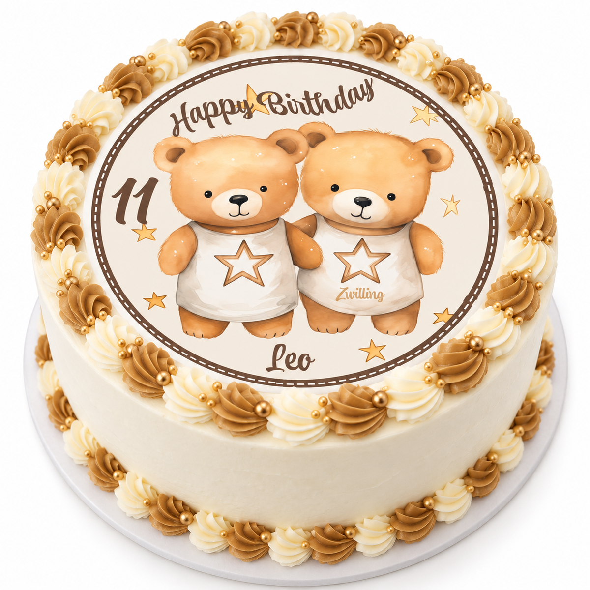 MUCKKI-PRO:9f6acb30a47a0a2b97b7a30a88e1d95cc85ee3f4dc59b576a8ffc094e2b74690:Tortenaufleger Geburtstag Sternzeichen Zwilling 1 Name & Zahl (20cm) Fondant Papier