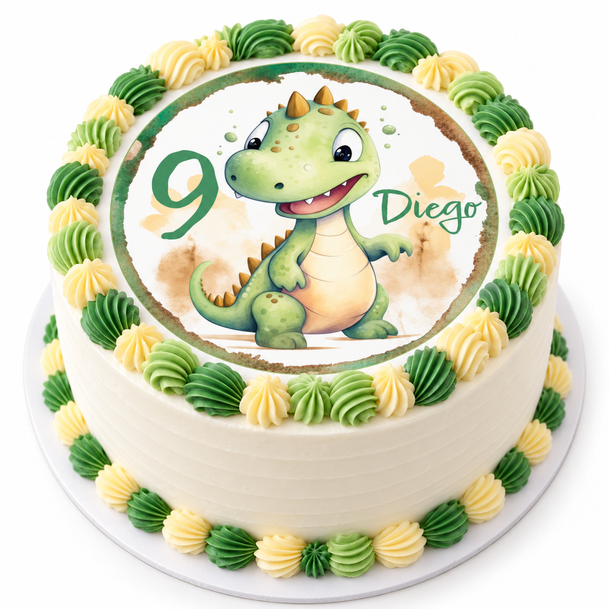 MUCKKI-PRO:855e3bfb690f59b699141bc7f04b691b3a11228e5cb50c9a533702a25bbcf7ed:Tortenaufleger Geburtstag Dino 1 Name & Zahl (20cm)