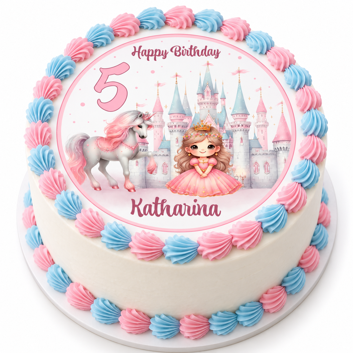 MUCKKI-PRO:a9bbcd898b4dd0dbff04454657ad62b3f07839da32b8ebba83d31d6dfac340a1:Tortenaufleger Geburtstag Prinzessin 1 Name & Zahl (20cm) Fondant Papier
