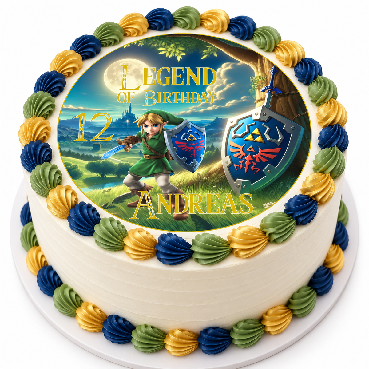 MUCKKI-PRO:a51841baa18dc9006c3f16eab7533d2ba6ababed82b9800d1b8b1cbc05a04237:Tortenaufleger Geburtstag Link 1 Name & Zahl (20cm) Fondant Papier