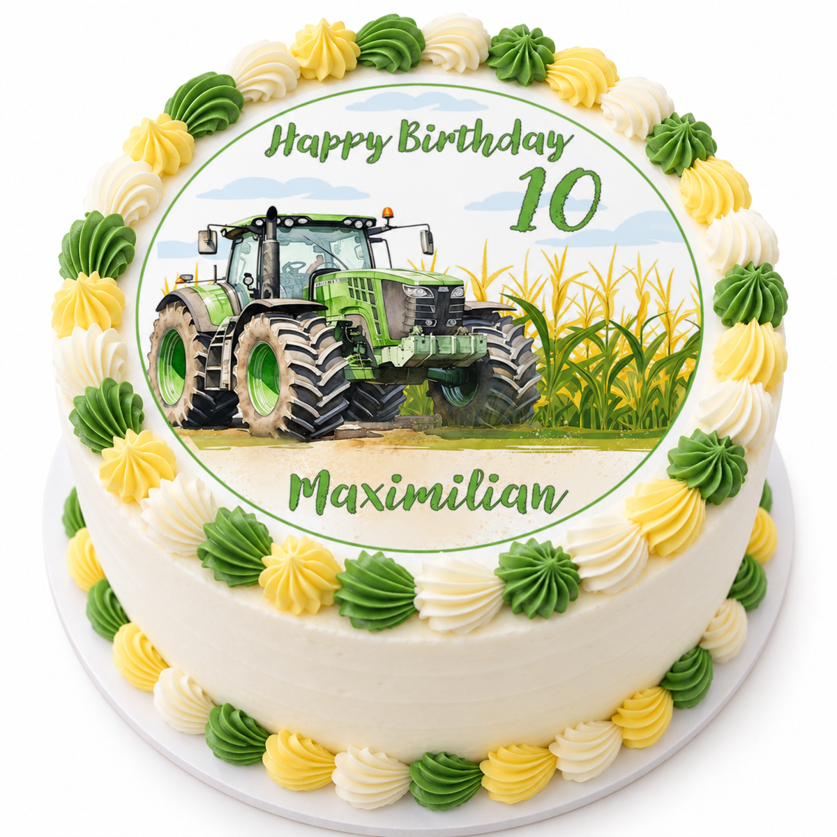 MUCKKI-PRO:a721240ca0e0bc11867b35266e66e00a17c3a59c0beaef0715e593e6f1bffac9:Tortenaufleger Geburtstag Traktor 1 Name & Zahl (20cm)